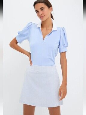 Tuckernuck Light Blue Puff Sleeve Performance Jersey Caroline Polo